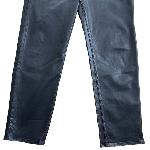 ASOS Women’s High Waisted Coated Wax Straight Leg Jeans Size 34/32 Black - Picture 3 of 8